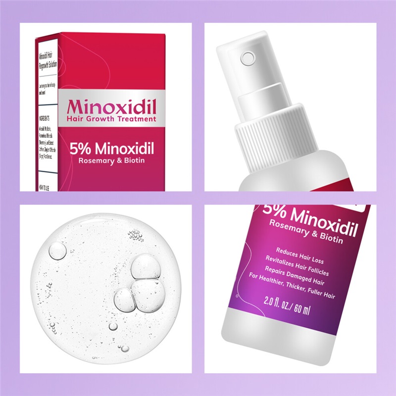 2PCS 60ML Minoxidil 5% Rosemary and Biotin Hair Spray Hair Growth Spray