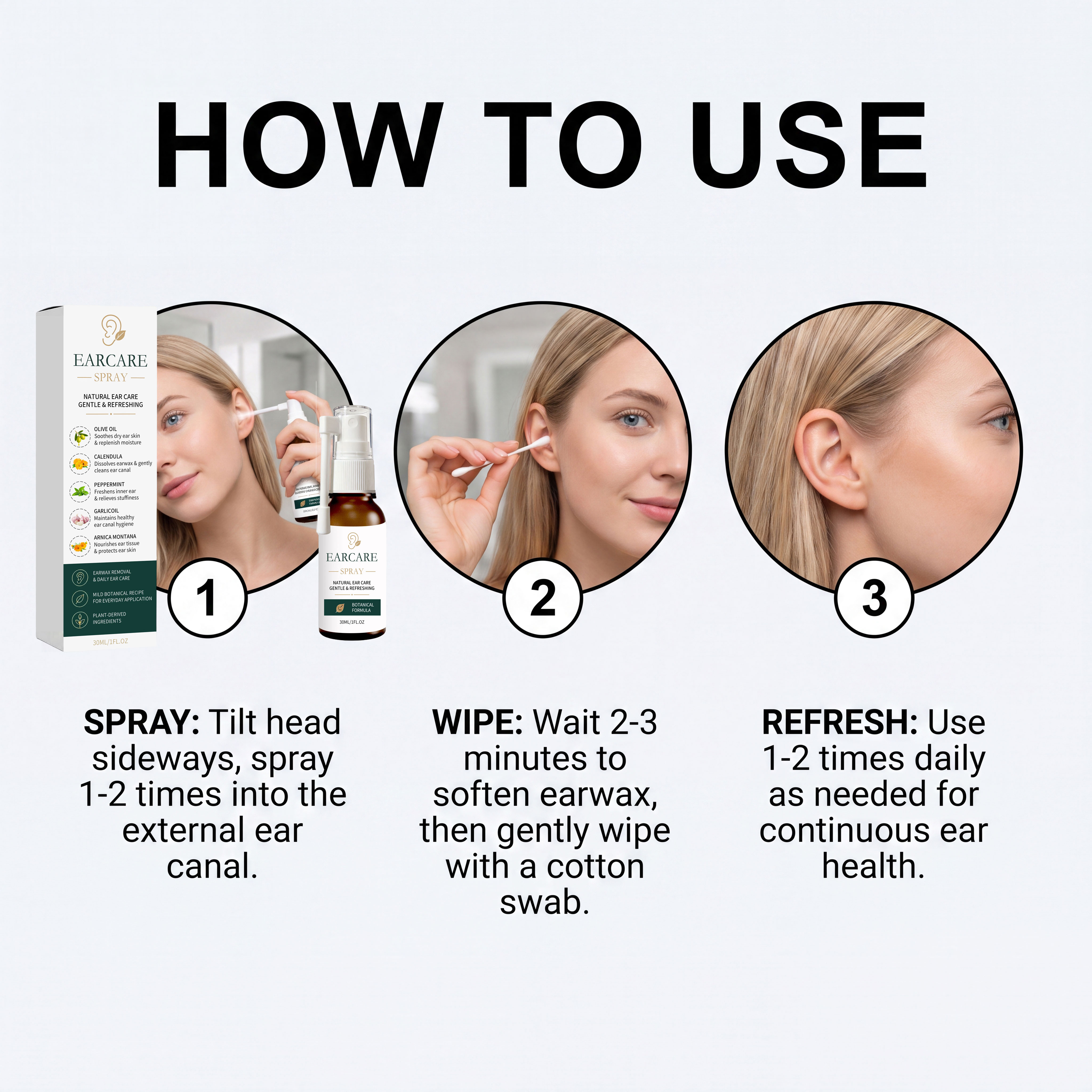 Ear Care Spray Daily Portable Gentle Cleaning Fresh Ear Maintenance Daily Washing Care Spray
