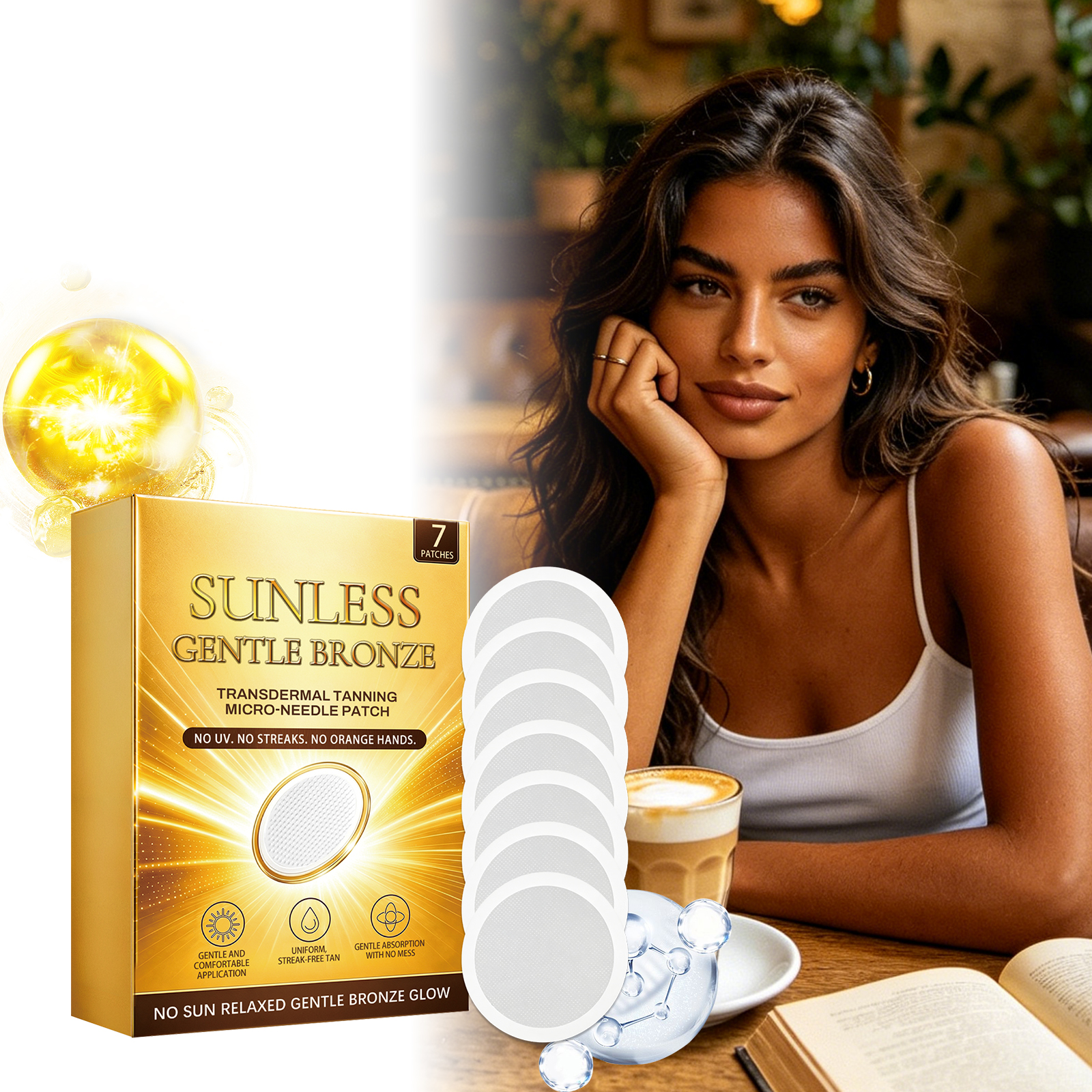 Breathable Skin Tanning Patch For Summer Outdoor Sunless Lightweight Close Fit Natural Bronze Tone