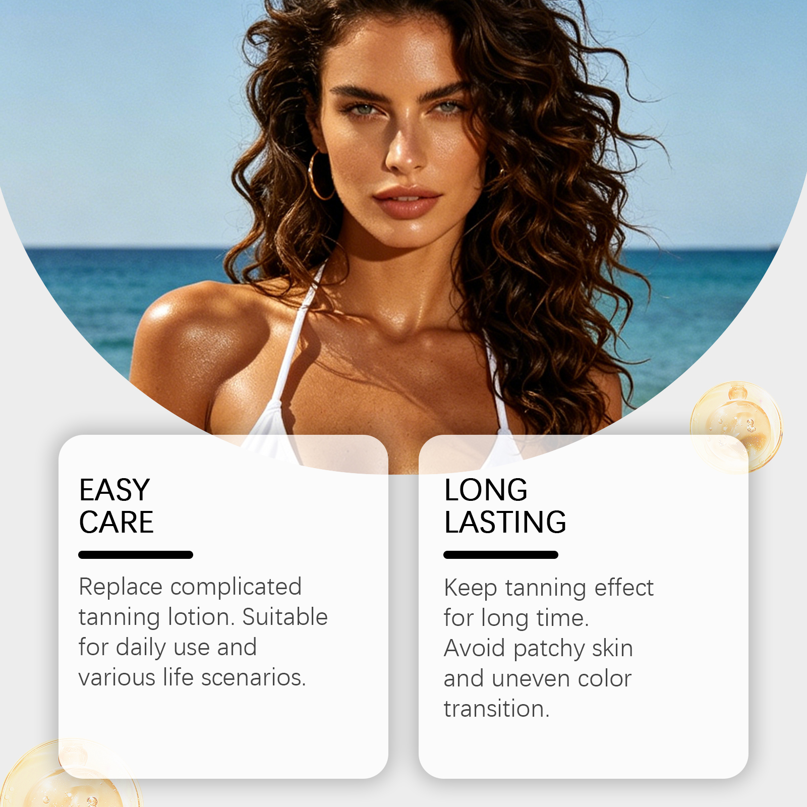 Breathable Skin Tanning Patch For Summer Outdoor Sunless Lightweight Close Fit Natural Bronze Tone