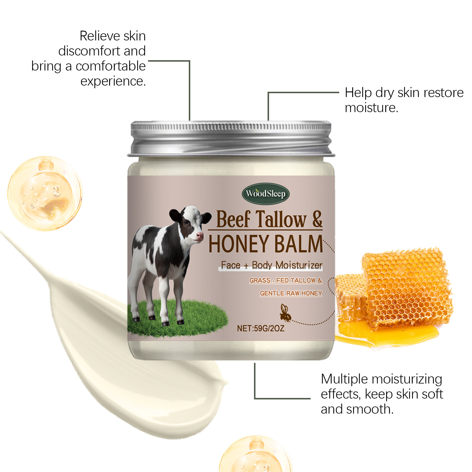 Multi Functional Moisturizing Cream Body Face Hydrating Light Honey Skin Care Essence Soft