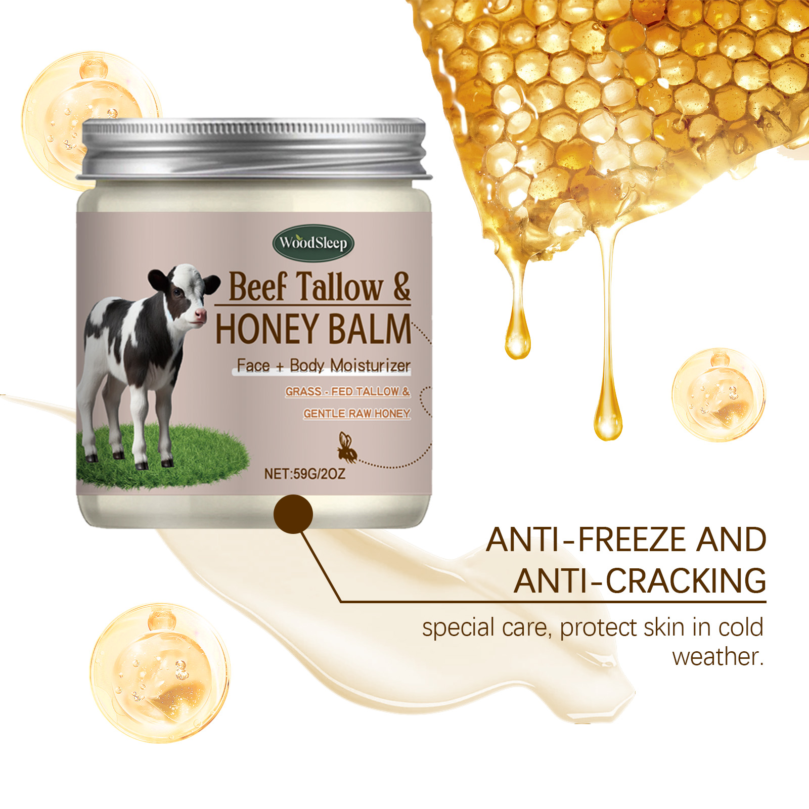 Multi Functional Moisturizing Cream Body Face Hydrating Light Honey Skin Care Essence Soft