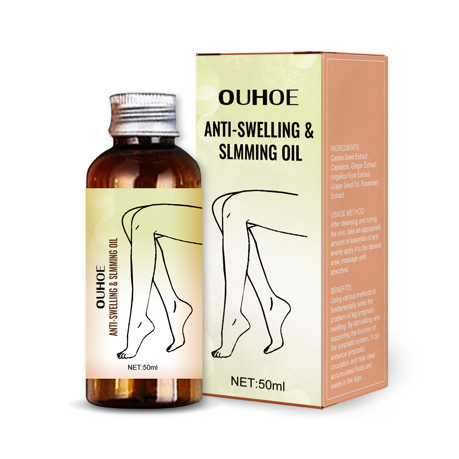 4PCS Anti-Swelling Slimming Oil Swellclear Massage Oil For Legs and Feet