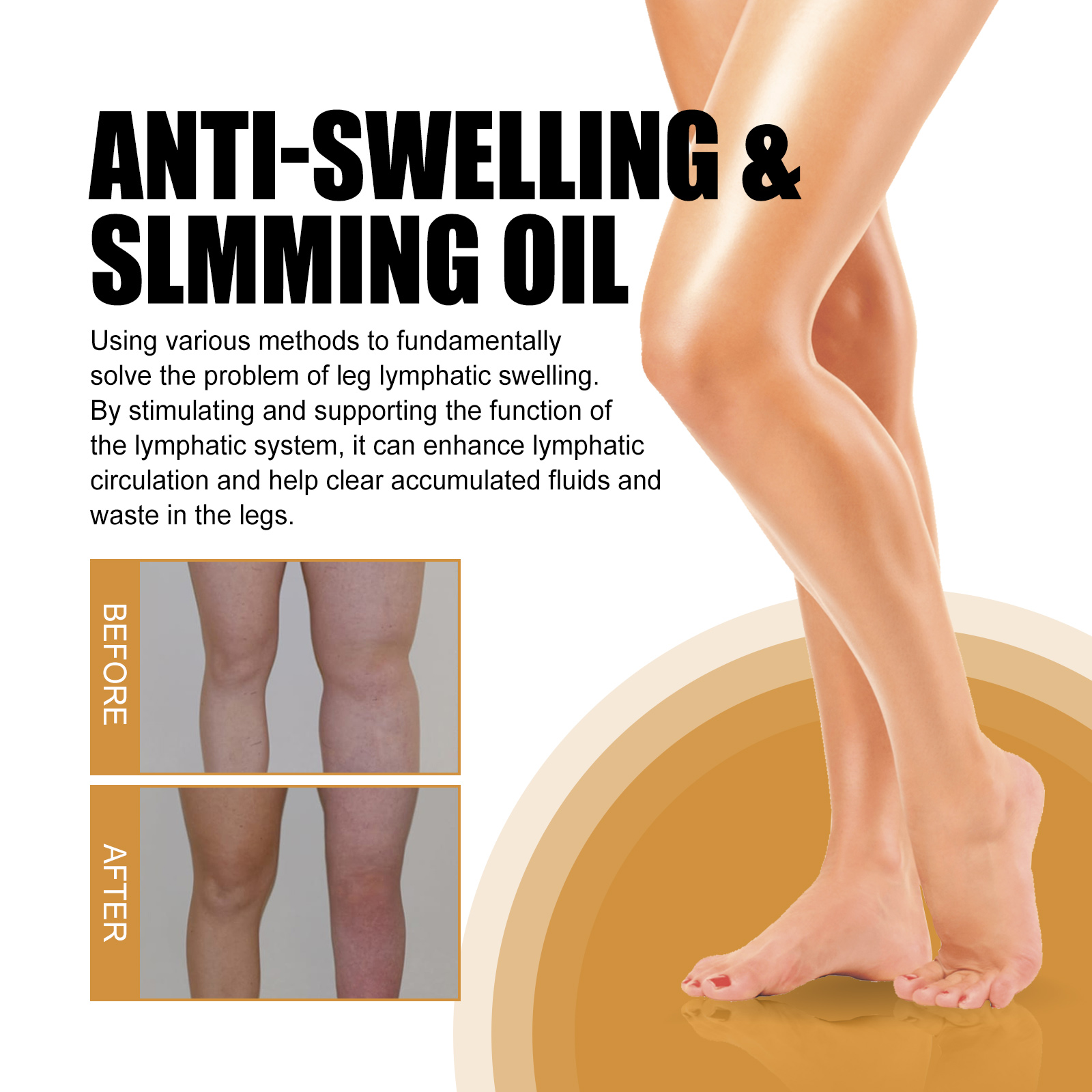 4PCS Anti-Swelling Slimming Oil Swellclear Massage Oil For Legs and Feet