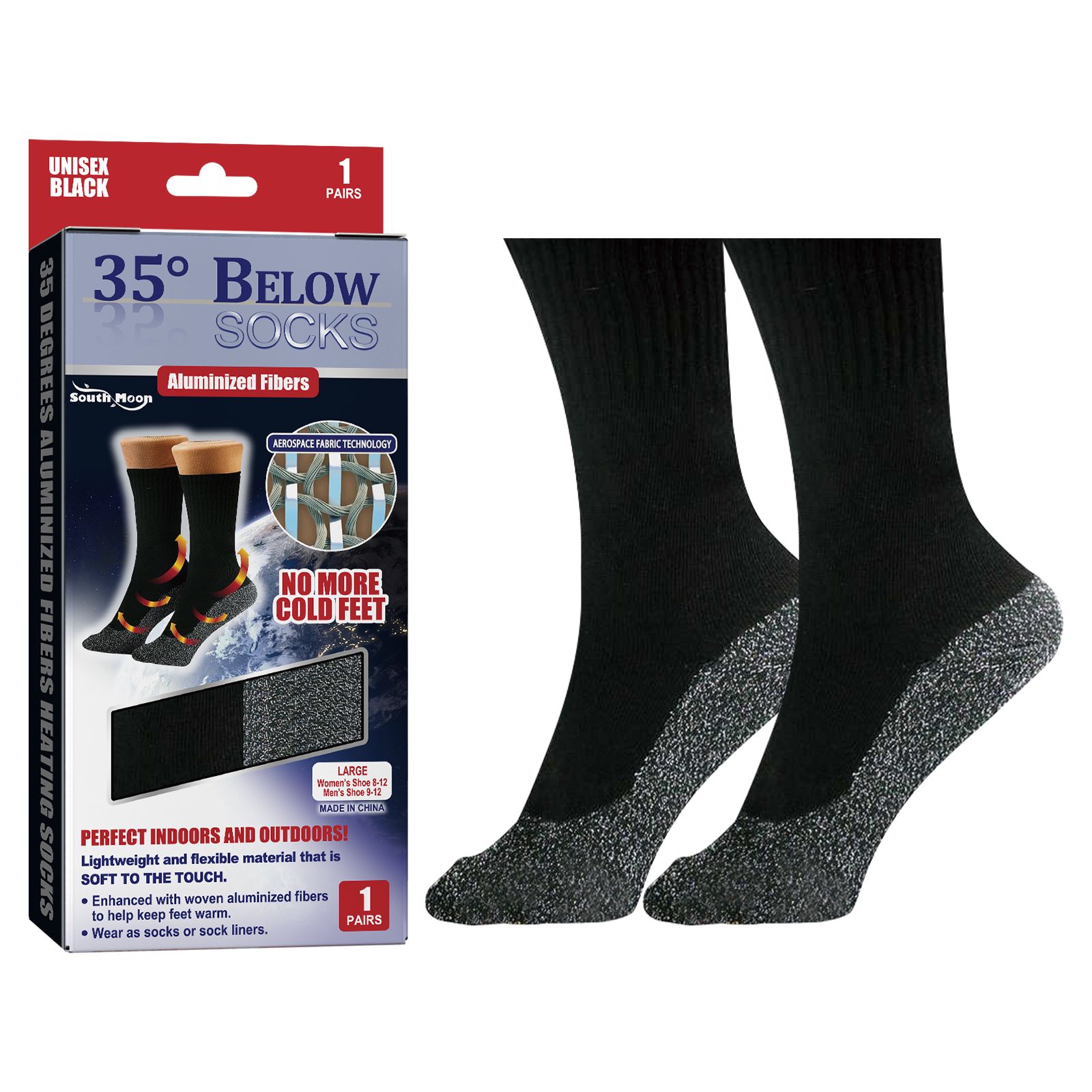 Self Heating Aluminized Fiber Socks For Cold Weather Warmth And Leg Comfort 1 Pair
