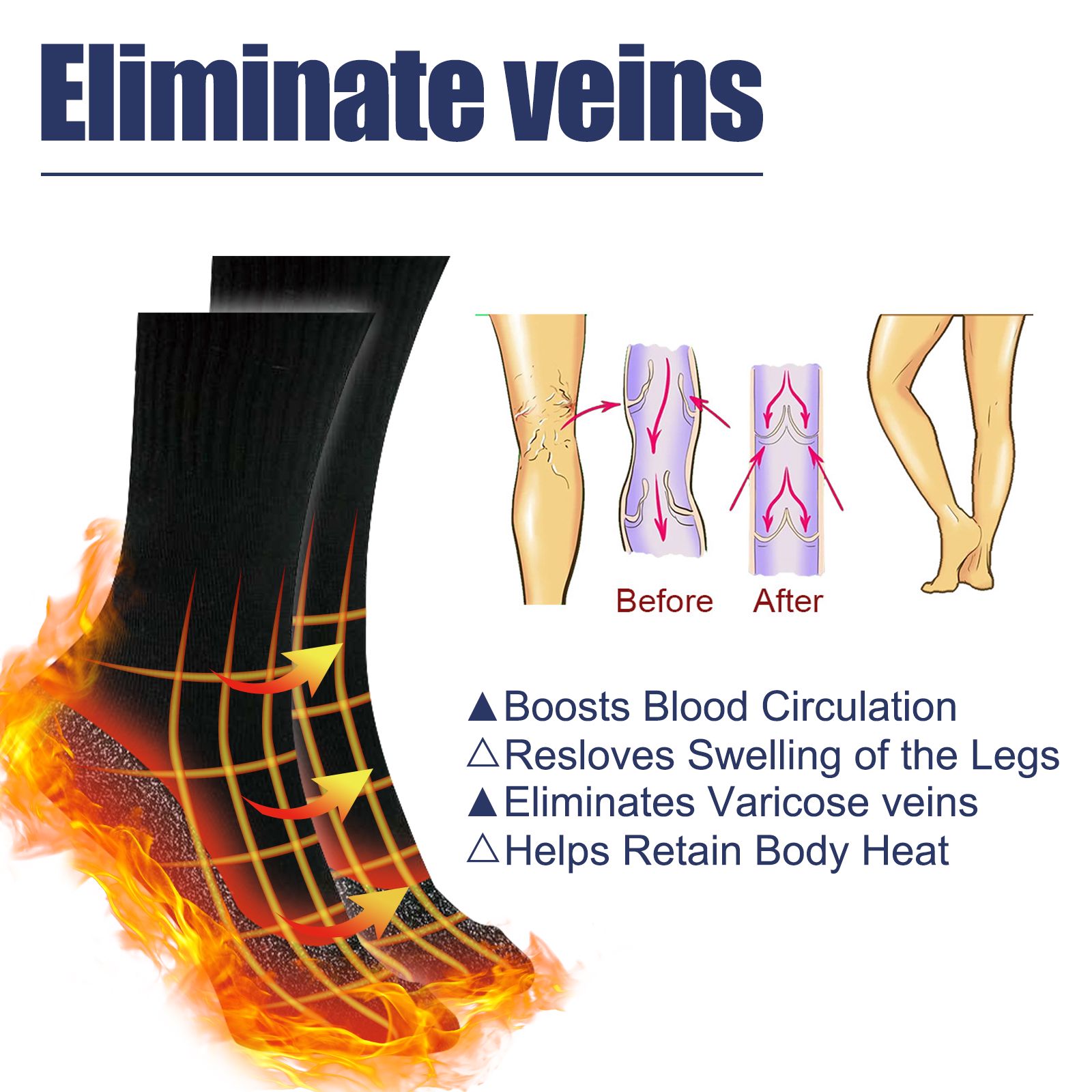 Self Heating Aluminized Fiber Socks For Cold Weather Warmth And Leg Comfort 1 Pair