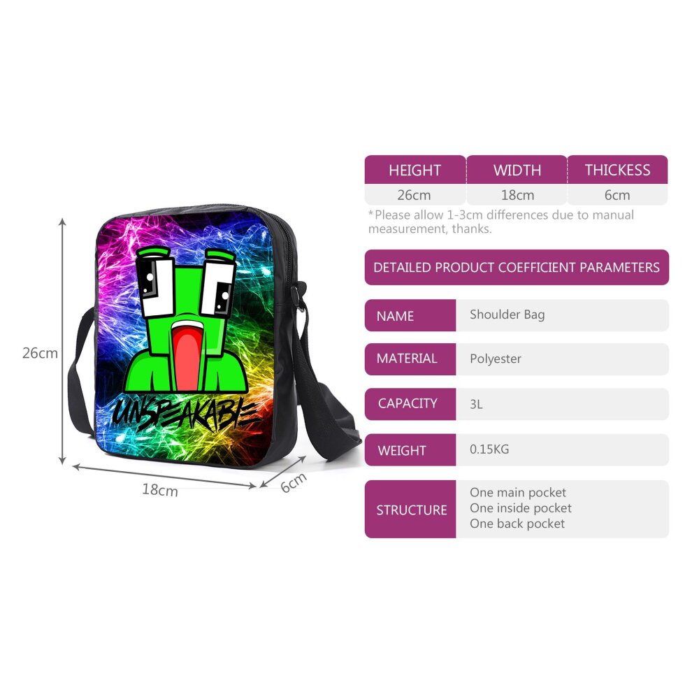 (Style 1) 3 PCS UNSPEAKABLE Backpack Kids School Bag Gift