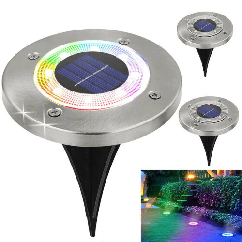 (Multicolor) 8 LED RGB Solar Lawn Yard Led Night Light Buried Solar Garden Light IP65 Wa