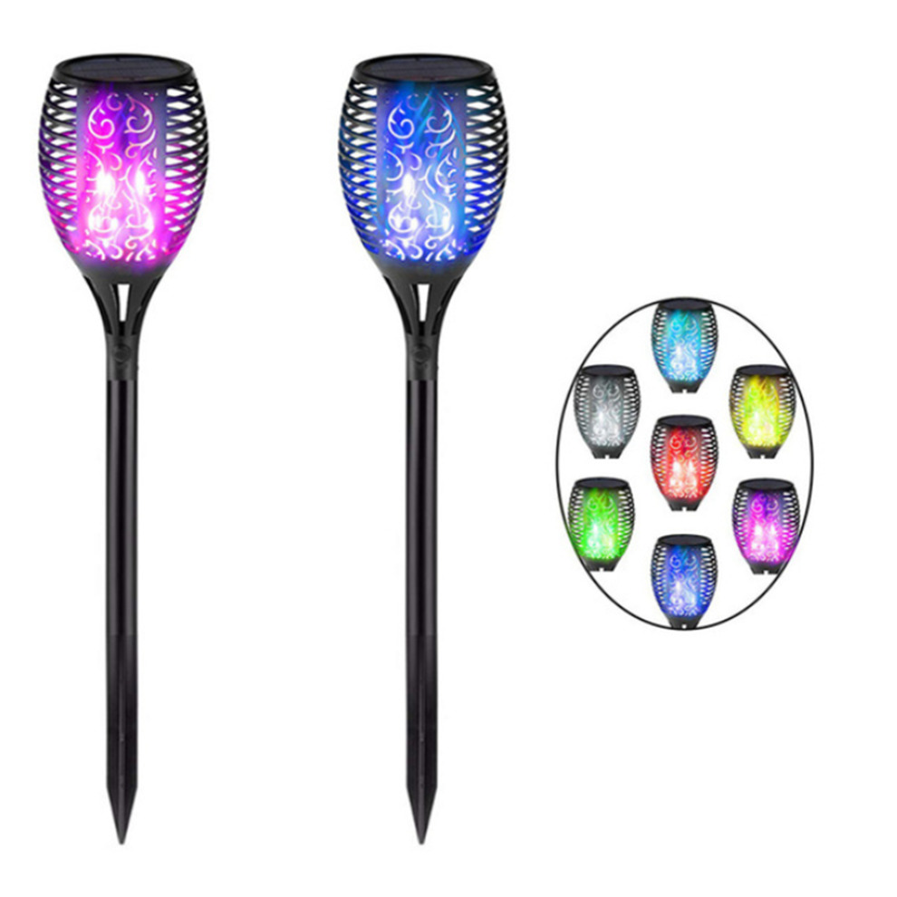 (1 Pack) 7 Color Solar Led garden Flame Torch Light
