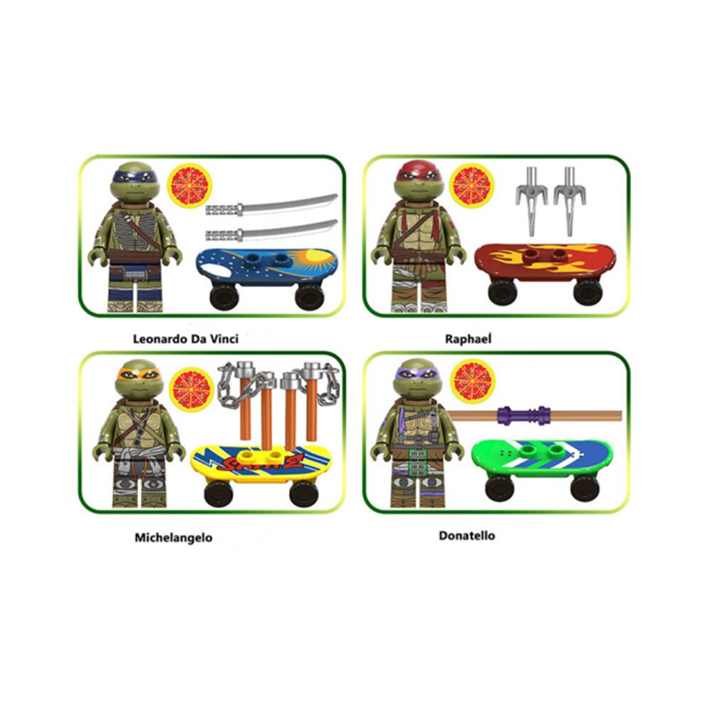 12PCS Teenage Mutant Ninja Turtles Figures Toys Fit Lego