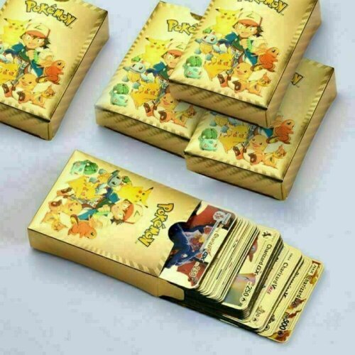 (Gold) 55Pcs For Pokemon Card Mint Vmax GX Charizard Collection Boxes