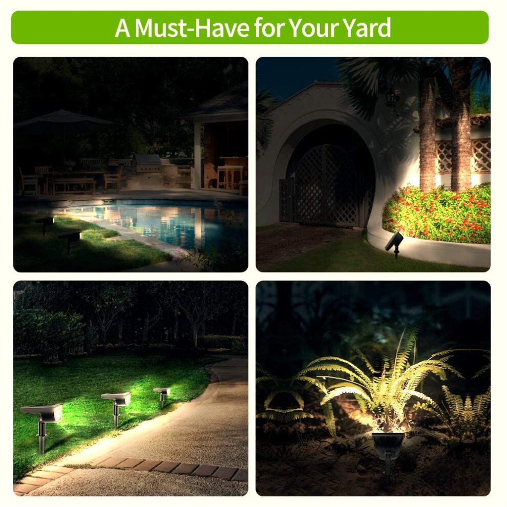 (Warm white) Claoner 32 LED solar landscape spotlights, wireless waterproof solar landsc