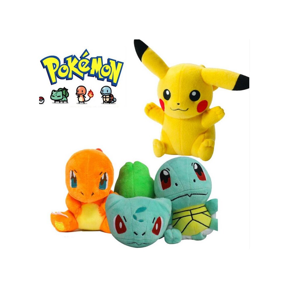 4Pcs Pokemon Pikachu Squirtle Plush Toy Stuffed Doll