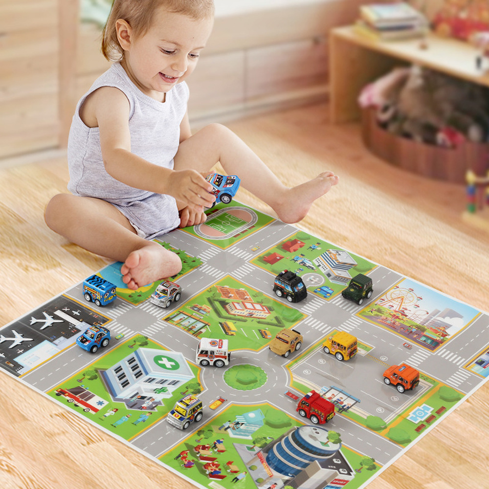 Advent Calendar 2022 Pull Back Car Toys Set with Game Map 24 PCS Construction Cars for Christmas Stocking Stuffers Surprise Christmas Gifts Kids Boys Girls Toys Blind Box Countdown Calendar
