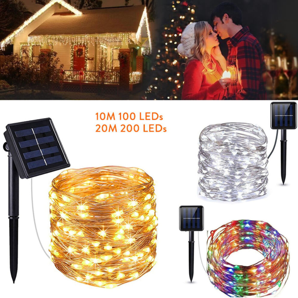 (20M 200LEDs~Warm White) 10M 20M LED Solar String Fairy Lights Xmas Decor