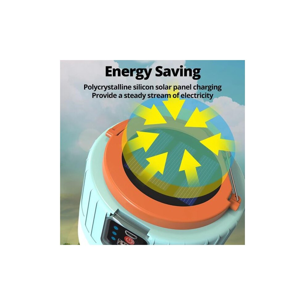 300W USB Rechargeable Remote Control Lantern Solar LED Bulb Camping Light Tent Lights