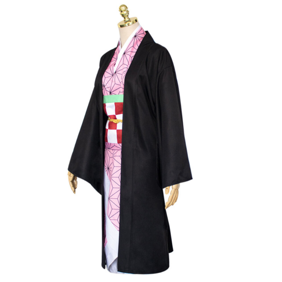 (Kamado Tanjiro 13~14 Years) Girls Boys Cosplay Costume Tanjiros Sister Cosplay Outfits Kid Halloween Kimono
