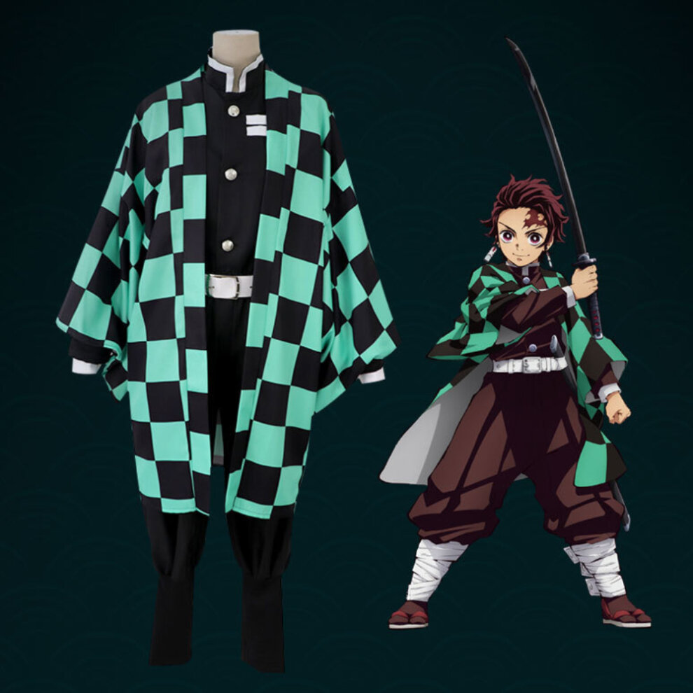 (Kamado Tanjiro 13~14 Years) Girls Boys Cosplay Costume Tanjiros Sister Cosplay Outfits Kid Halloween Kimono