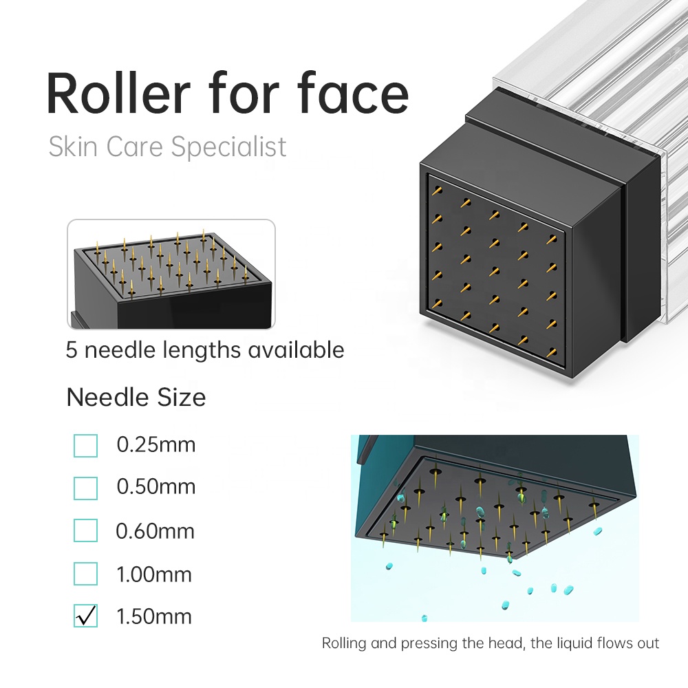 (0.25mm) Hydra Needle Roller HN25 Micro Needle Roller Microneedling Therapy Derma Roller Stamp Titanium Device Beauty Machine Facial Tools With Serums Bottle for Facial Skin Care Essence MTS Aesthetics Force Anti aging 25 pins