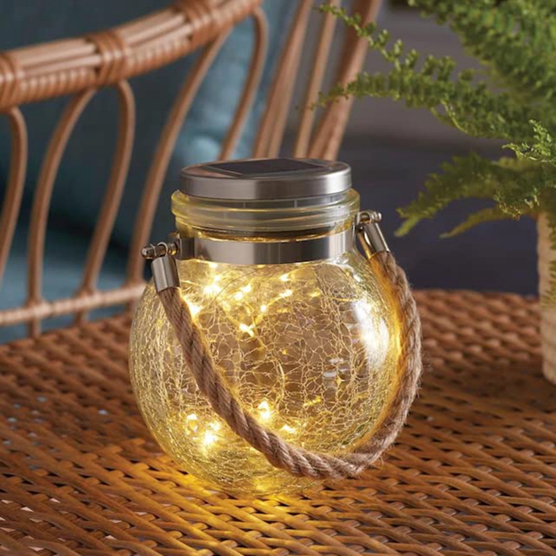 Solar Garden Lights Mason Jar Lights Garden Hanging Lantern Outdoor Waterproof Crackle Glass Lantern Table Lamp