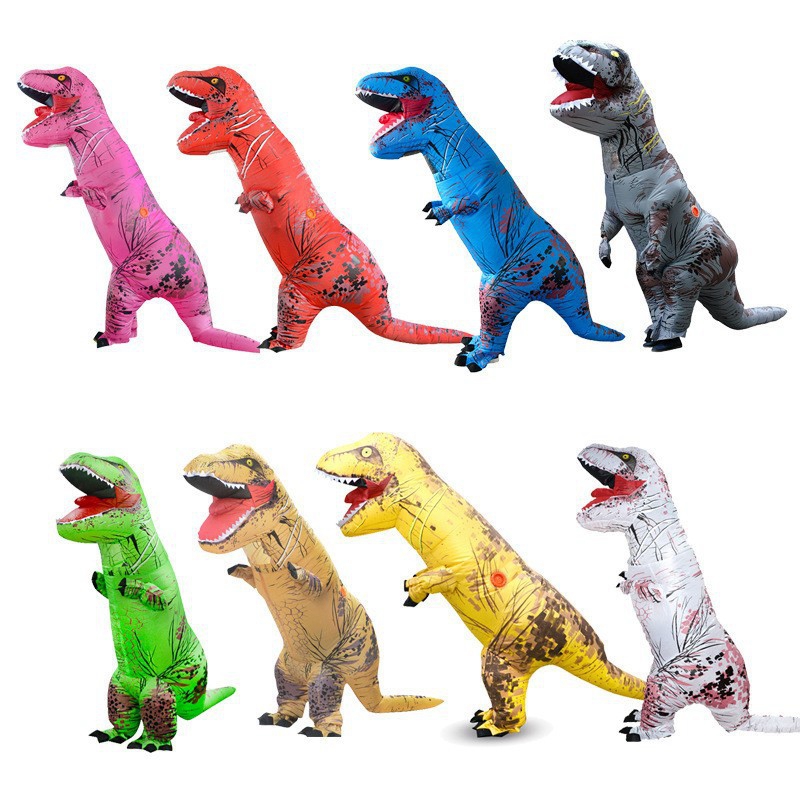 (Yellow) Inflatable Dinosaur Costume Cosplay Outfit Children Halloween Fancy Dress