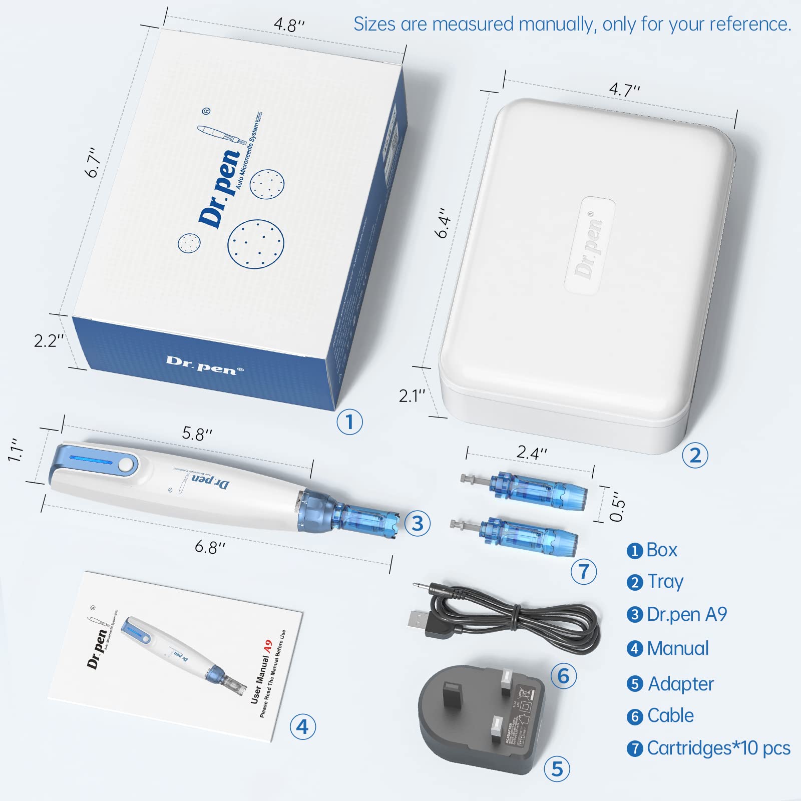Dr.Pen A9 Microneedling Pen Kit Wireless Derma Needling Device with Ten 18-pin Cartridges
