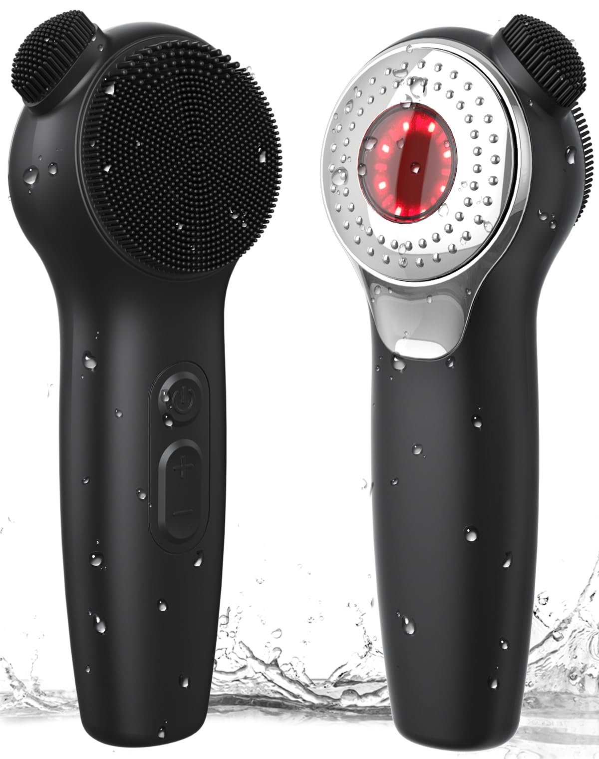 (Pink) Silicone Facial Cleaner Sonic Scrubber Thermal Massage Gentle Face Exfoliator Electric Powered Facial Cleansing Brush Nose Scrubber Reduce Blackhead