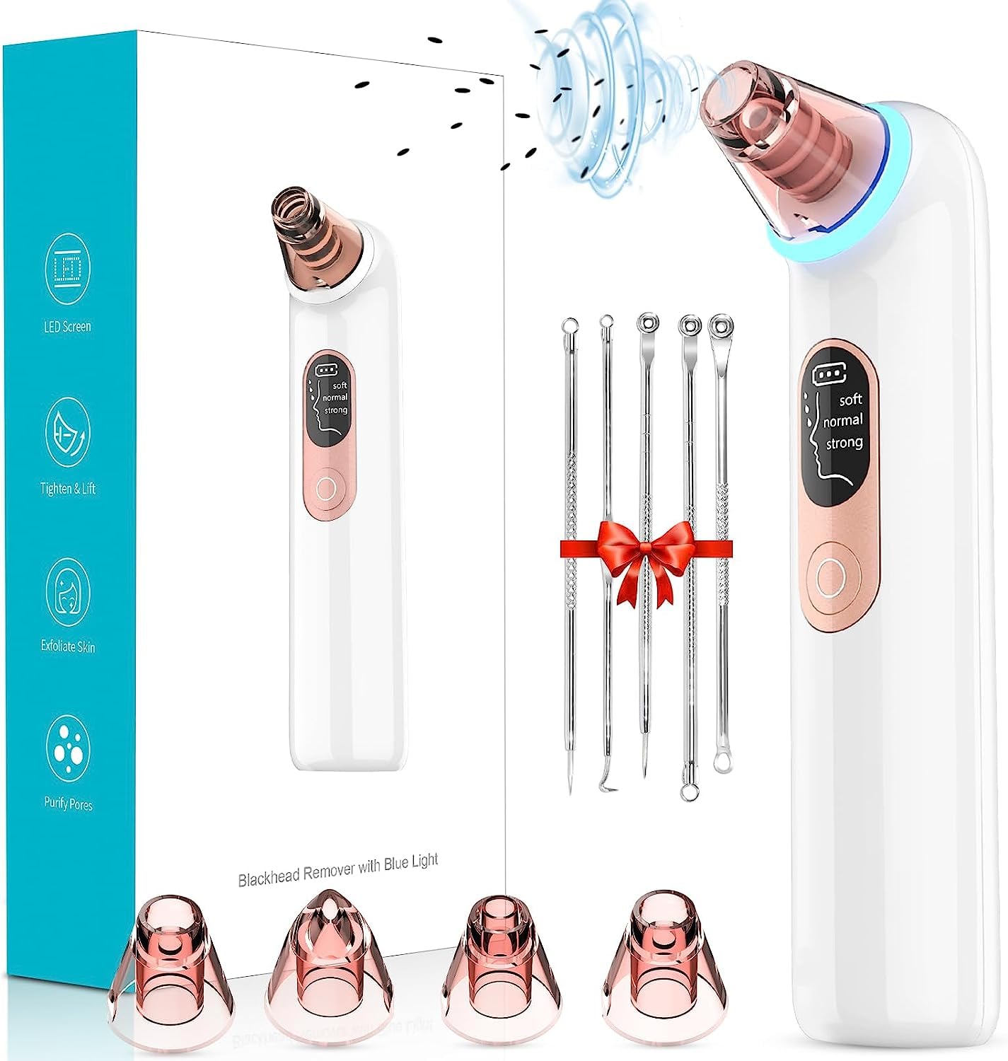 Blackhead Remover Pore Vacuum Removal Extractor Pore Cleaner Tool Kit with Blue Light