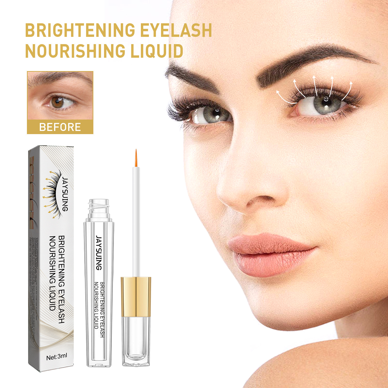 Eyelash Growth Serum Enhancement Eyelash Liquid Lash Nourishing Essence Eyelashes Enhancer Lengthening Moisturizing Thicker 3ml
