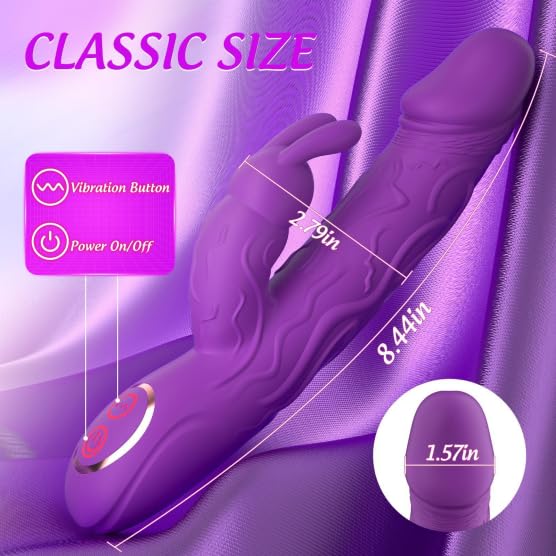 (Rose Red) G Spot Vibrator Adult Sex Toys Realistic Rabbit Female Dildo Silicone Toy Clitoris Stimulation Women Couple Pleasure Powerful Dual Motor Waterproof