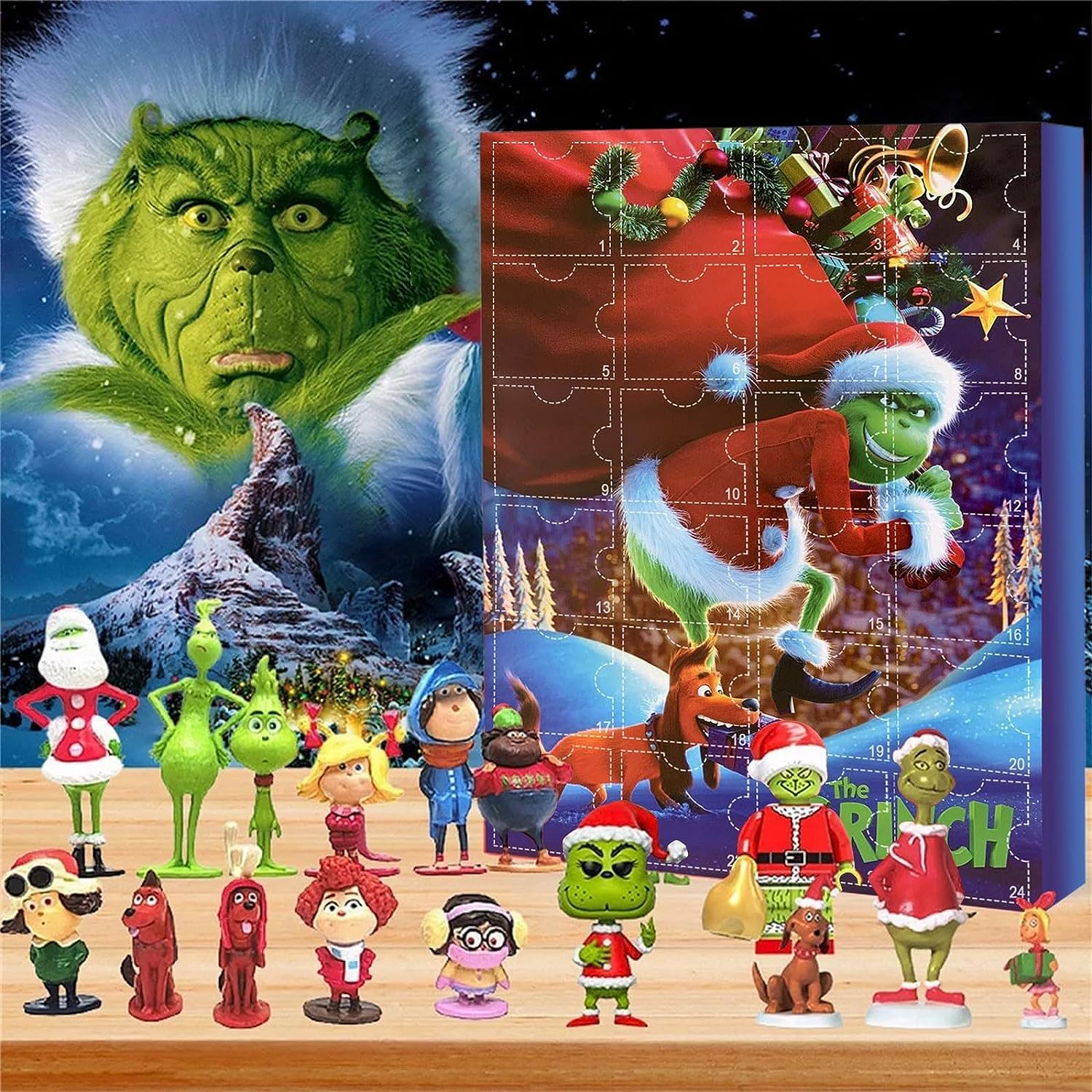 Christmas Advent Calendar 24 Days of Christmas Countdown Calendar 24PCS Grinch Elf Figures Doll Xmas Vacation Stocking Stuffer Idea Gifts for Kids