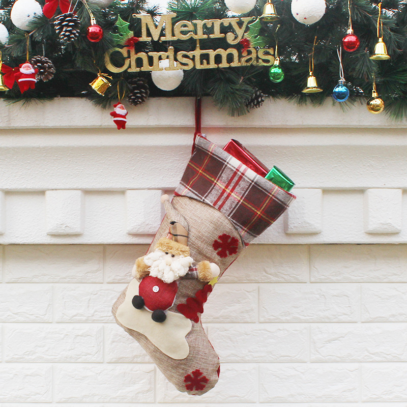 (Santa Claus) Christmas Stockings Xmas Tree Decoration Ornaments Pendant Large Boots Children New Year Candy Bag Santa Claus Gift Socks