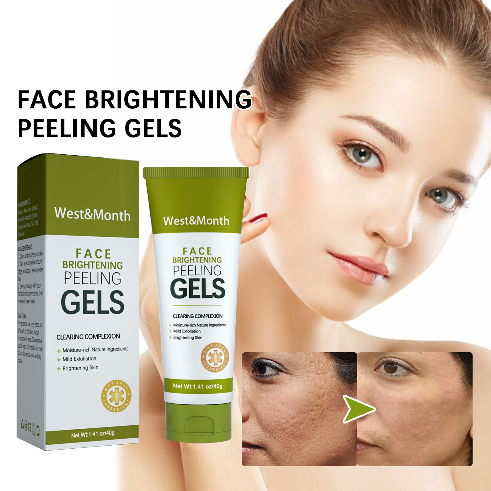 Face Brightening Peeling Gel Facial Exfoliator Cream Face Scrub Deep Remove Cleaning All Skin Types Moisturizing Brightening Nourishing Skin