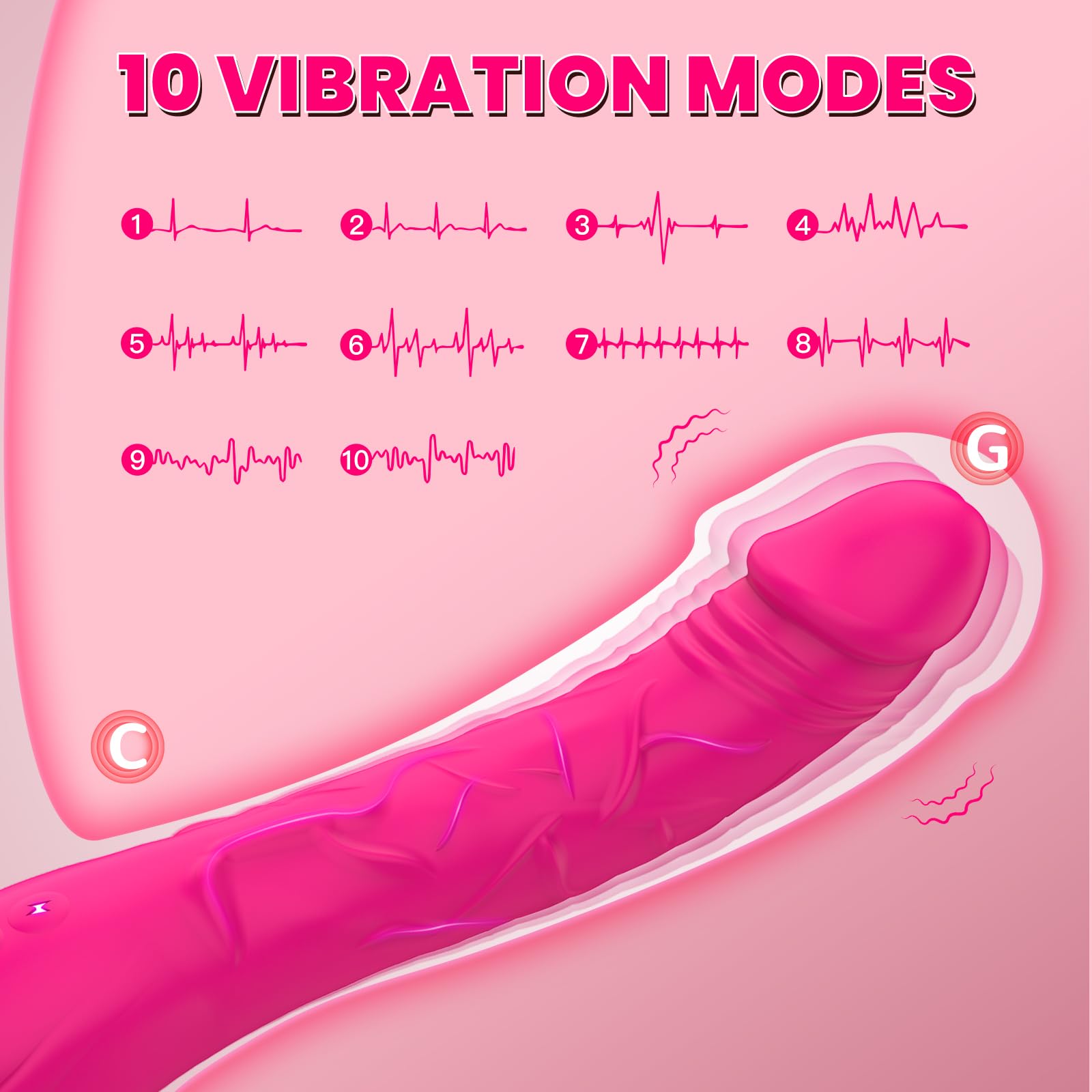 (Pink) Realistic Dildo Vibrator Sex Toys for Couples Men Women 9 inch G Spot Vibrator Clitoral Stimulator Adult Sex Toys with 10 Powerful Vibration Modes