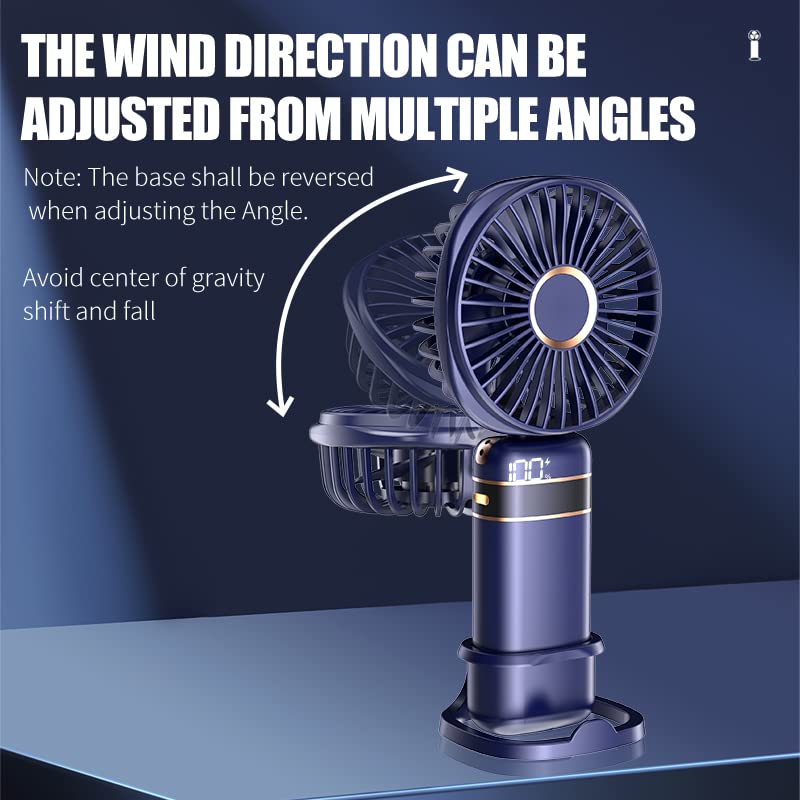 Mini Fan Handheld with 5 Speeds Rechargeable Personal Electric Fan for Home Office Bedroom Outdoor Travel