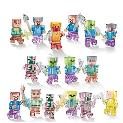 Minecraft Minifigure Set Minifigures Children Gift Building Blocks Toys Mini Construction Toys My World Series Playset 16pcs Set Compatible with Lego