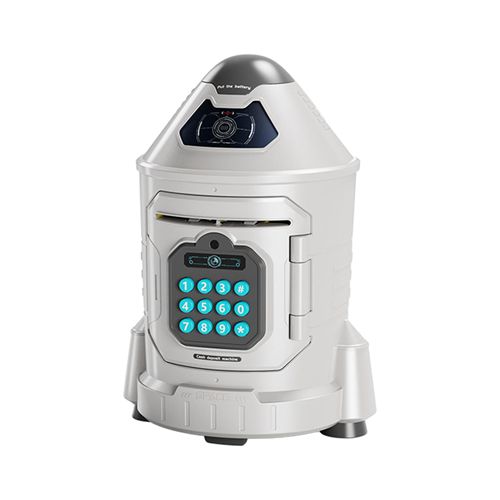(Blue) Rocket Piggy Bank Electronic ATM Savings Machine with Password Face Recognition Auto Scroll ATM Machine for Boy Girls