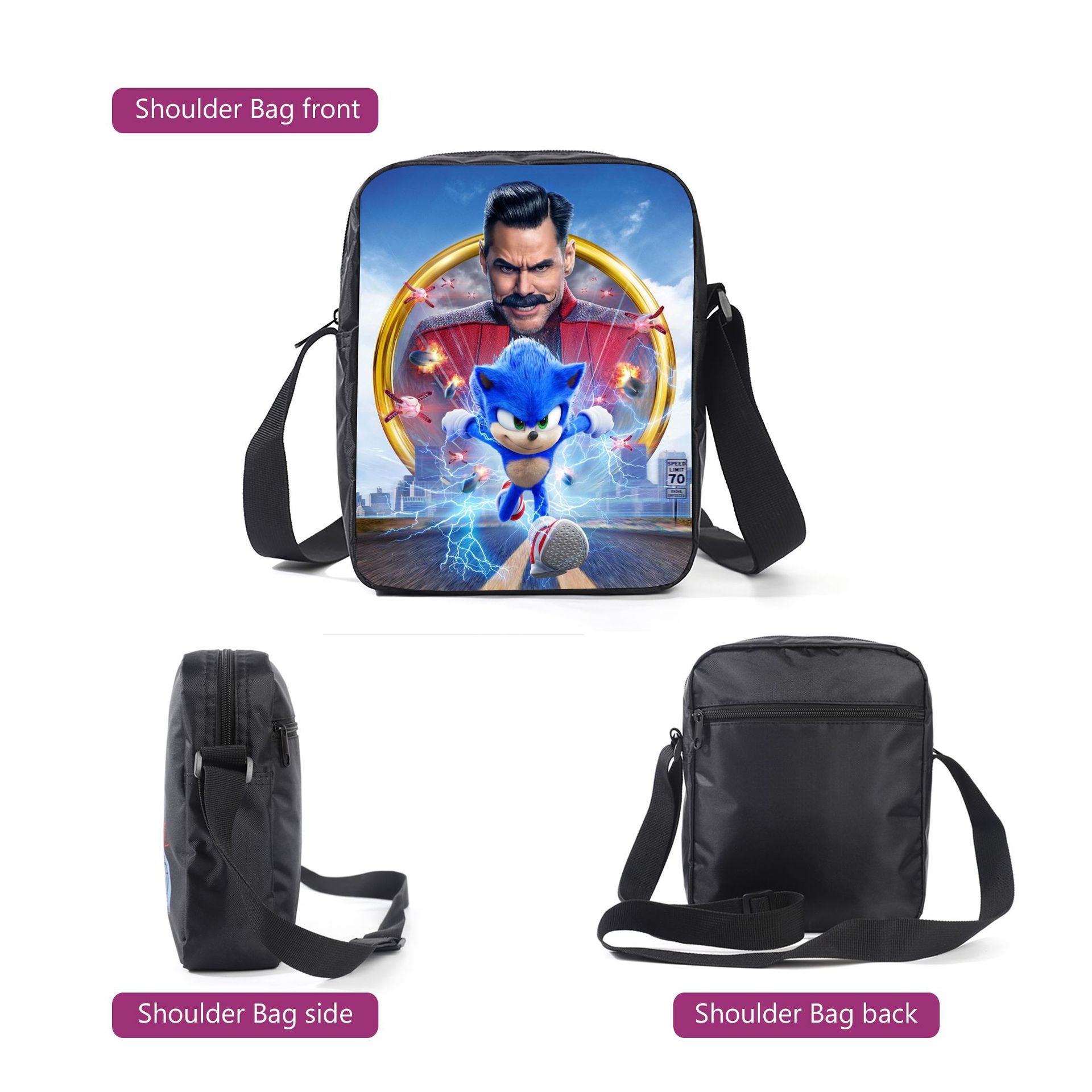 Sonic Backpack Set 3D Printed Cartoon School Bags Students and Game Fans Teens Birthday Gift