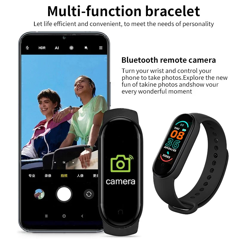 Smart Bracelet Multi-Function Heart Rate Blood Pressure Monitor Step Music Sleep Monitoring M6 Smart Fitness Sports Watch
