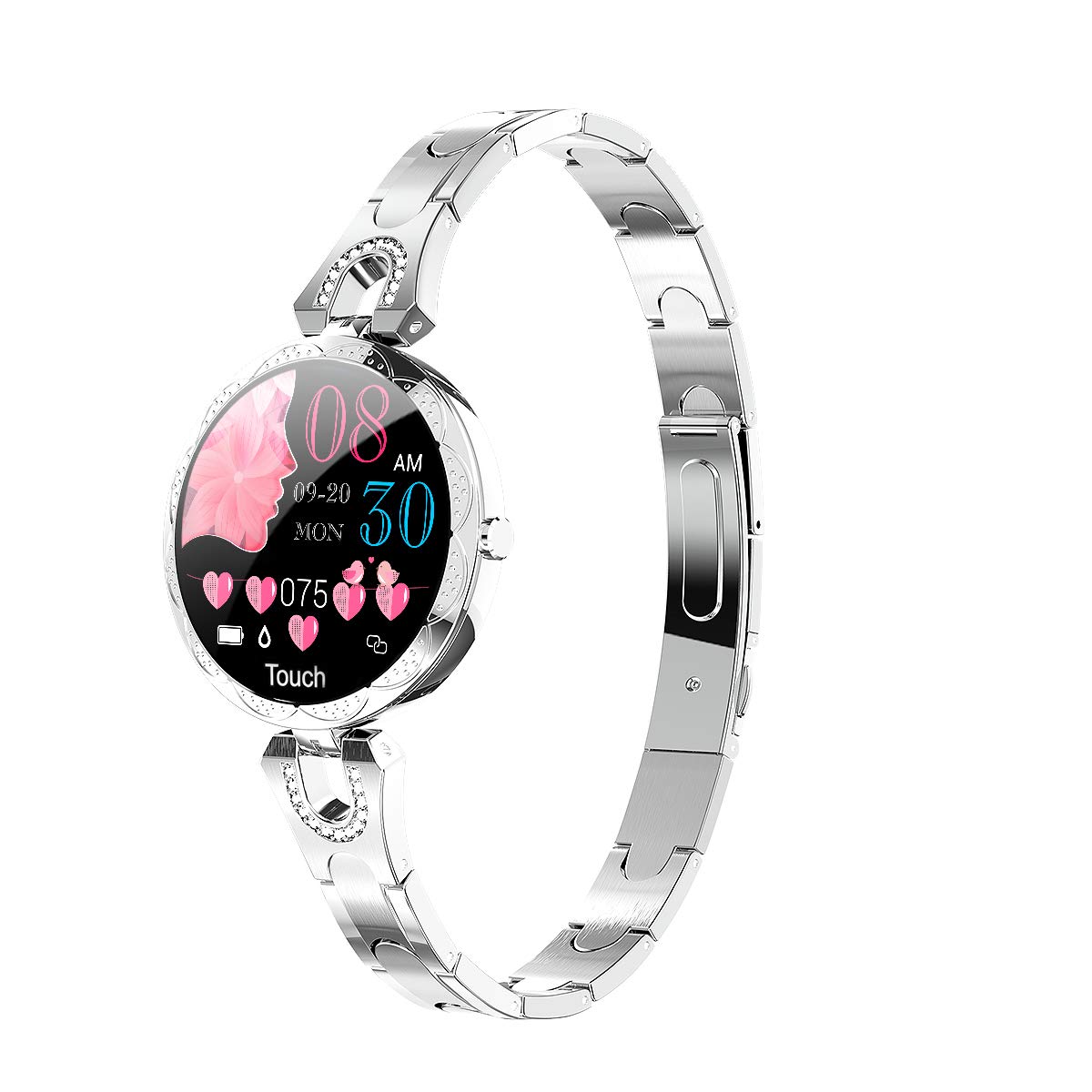 (Blue) Smart Watch Fitness Tracker with Heart Rate Blood Pressure Waterproof Bluetooth Smartwatch for Women