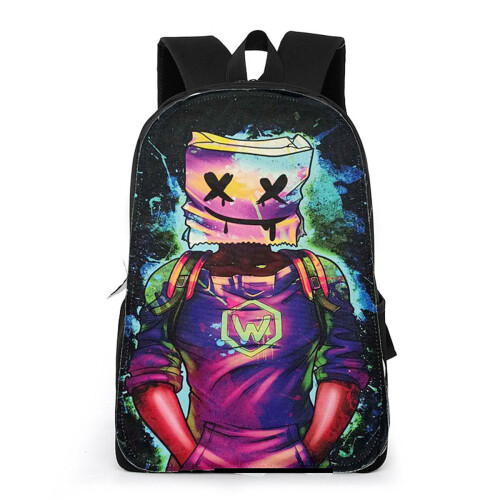 DJ Marshmello Backpack Travel Laptop Bag 3pcs Schoolbag Penbag Bookbag
