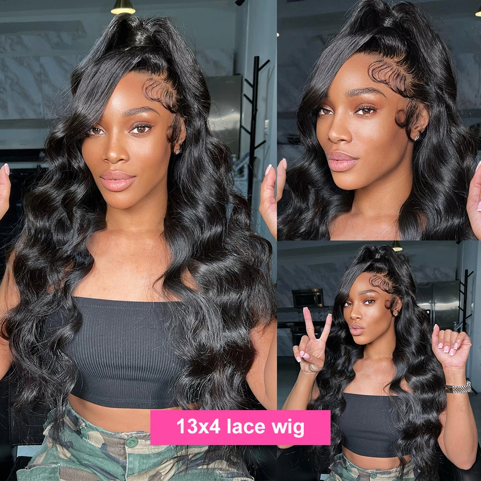 (14inches) 36 30 Inch 13x4 HD Transparent Lace Front Human Hair Wigs Brazilian Body Wave Lace Frontal Wig For Women 180 Percent Density Lace Wig