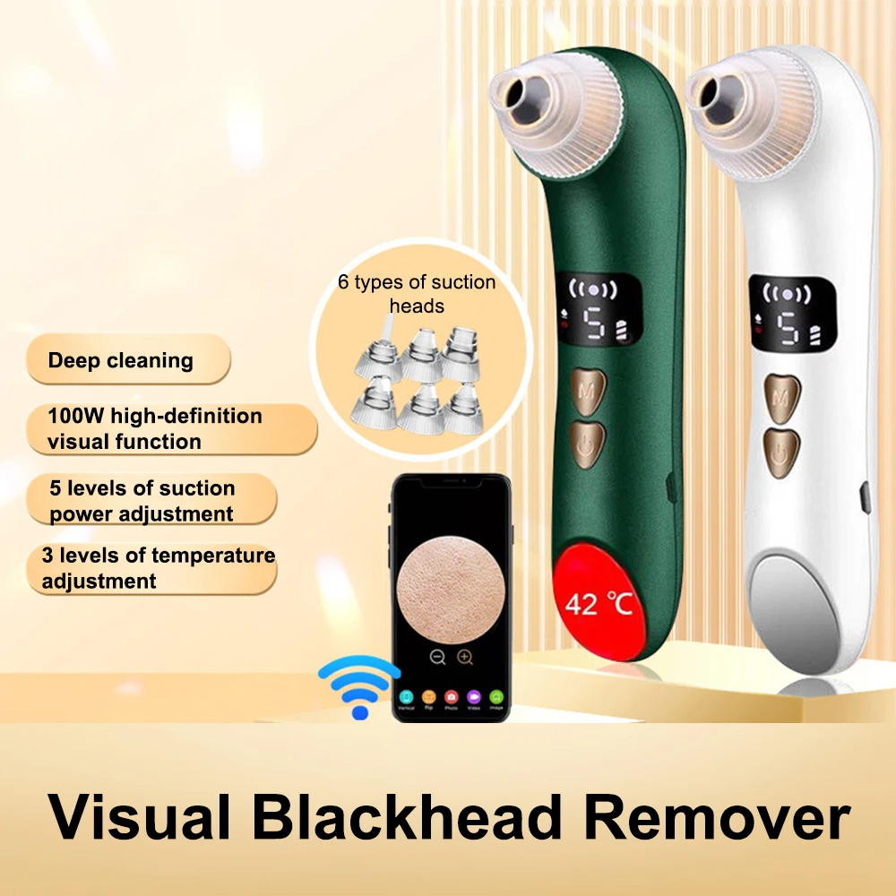 (White Not Visualize) Blackhead Remover Pore Vacuum Facial Deep Clean Machine Blackheads Acne Water Cycle Black Dot Remover Heated Face Extractor Electric Blackhead Sucker