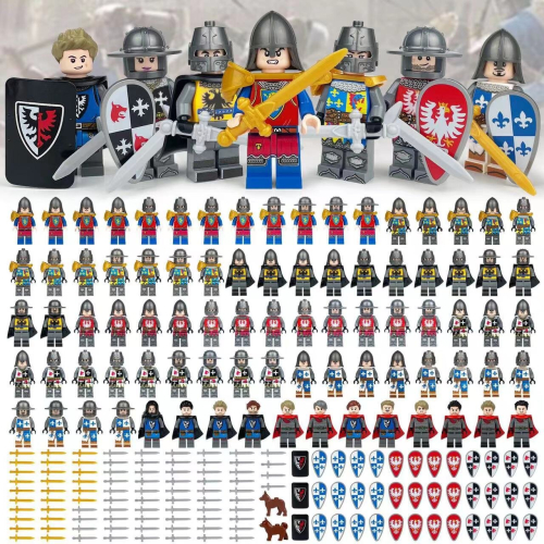 96pcs medieval knights military dragons soldiers medieval castles building block