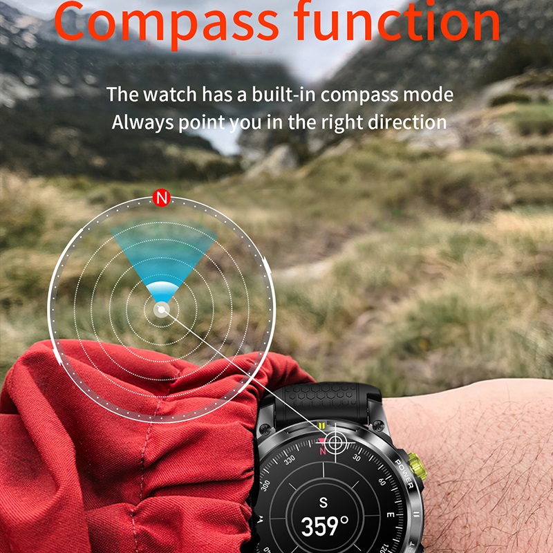 (Pink) Bluetooth Call GPS Smart Watch Men Military Sports Fitness Tracker Smartwatch for Android IOS