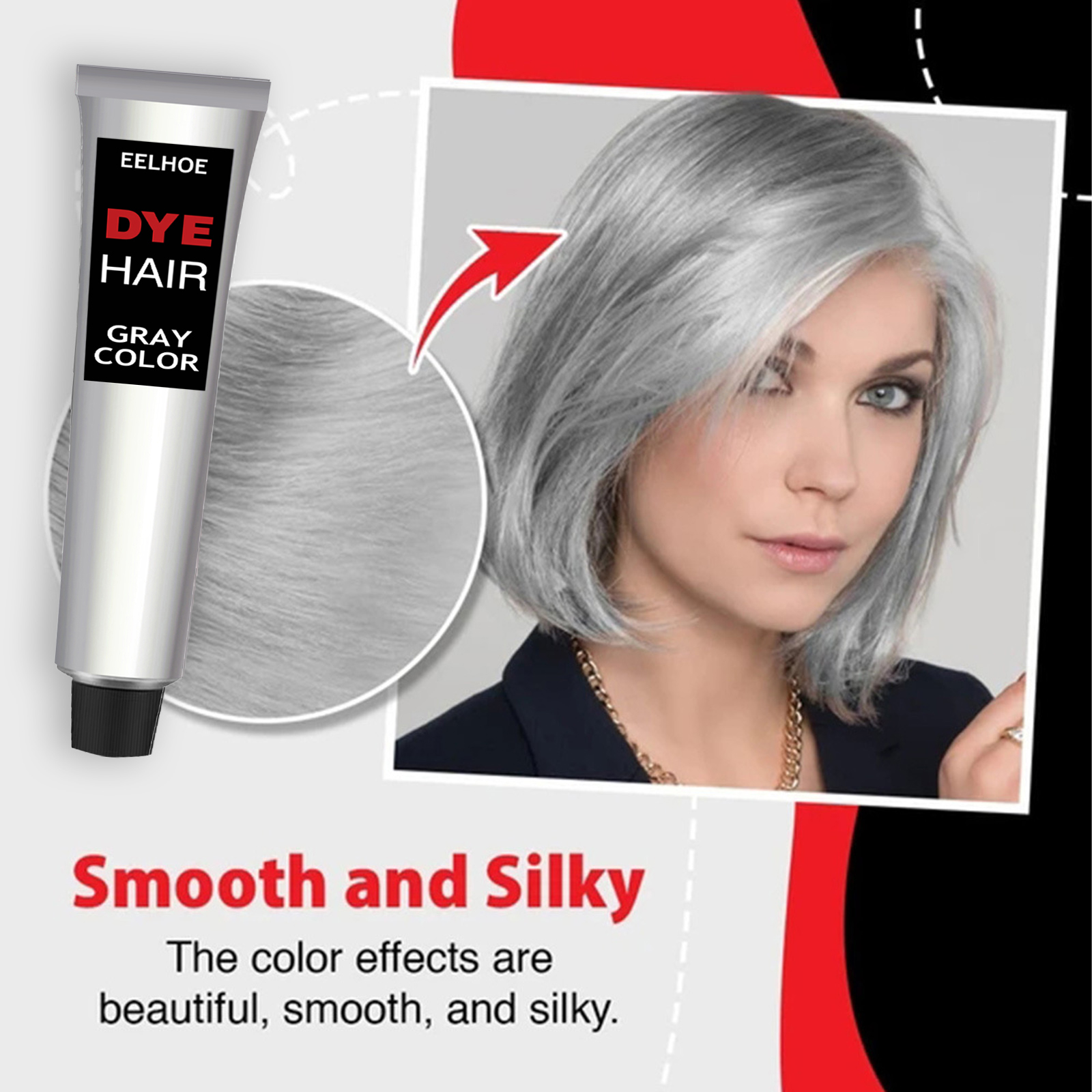 Gray Color Hair Dye Cream Unisex Smoky Gray Permanent Gentle Grandma Light Grey Silver Hair Dye Cream Natural Hair Dye Cosmetic ﻿
