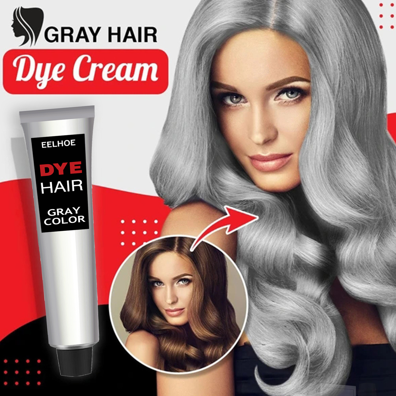 Gray Color Hair Dye Cream Unisex Smoky Gray Permanent Gentle Grandma Light Grey Silver Hair Dye Cream Natural Hair Dye Cosmetic ﻿