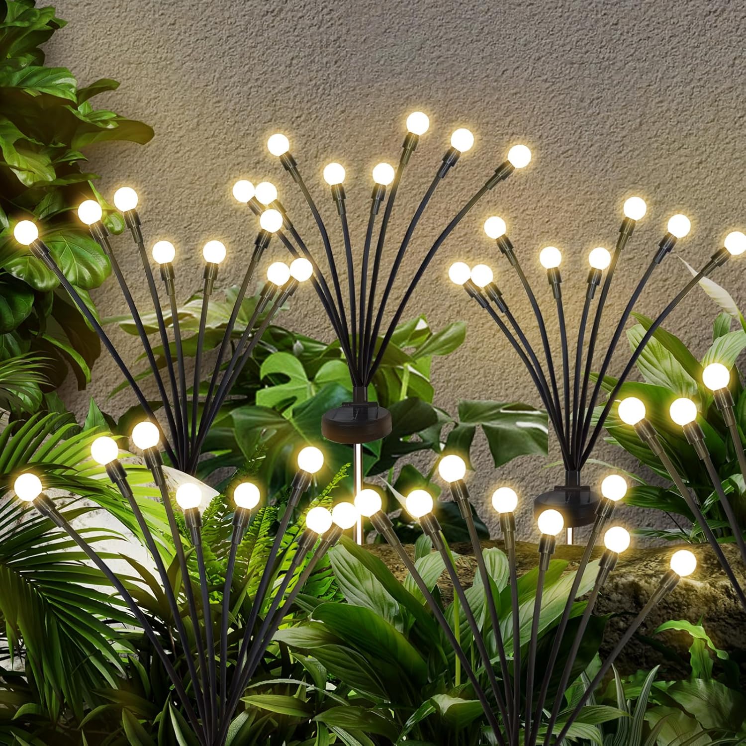 Solar Lights Outdoor Waterproof Swaying Solar Garden Firefly Decorative Yard,Firefly Garden Lights Outdoor for Path Fence 2pack