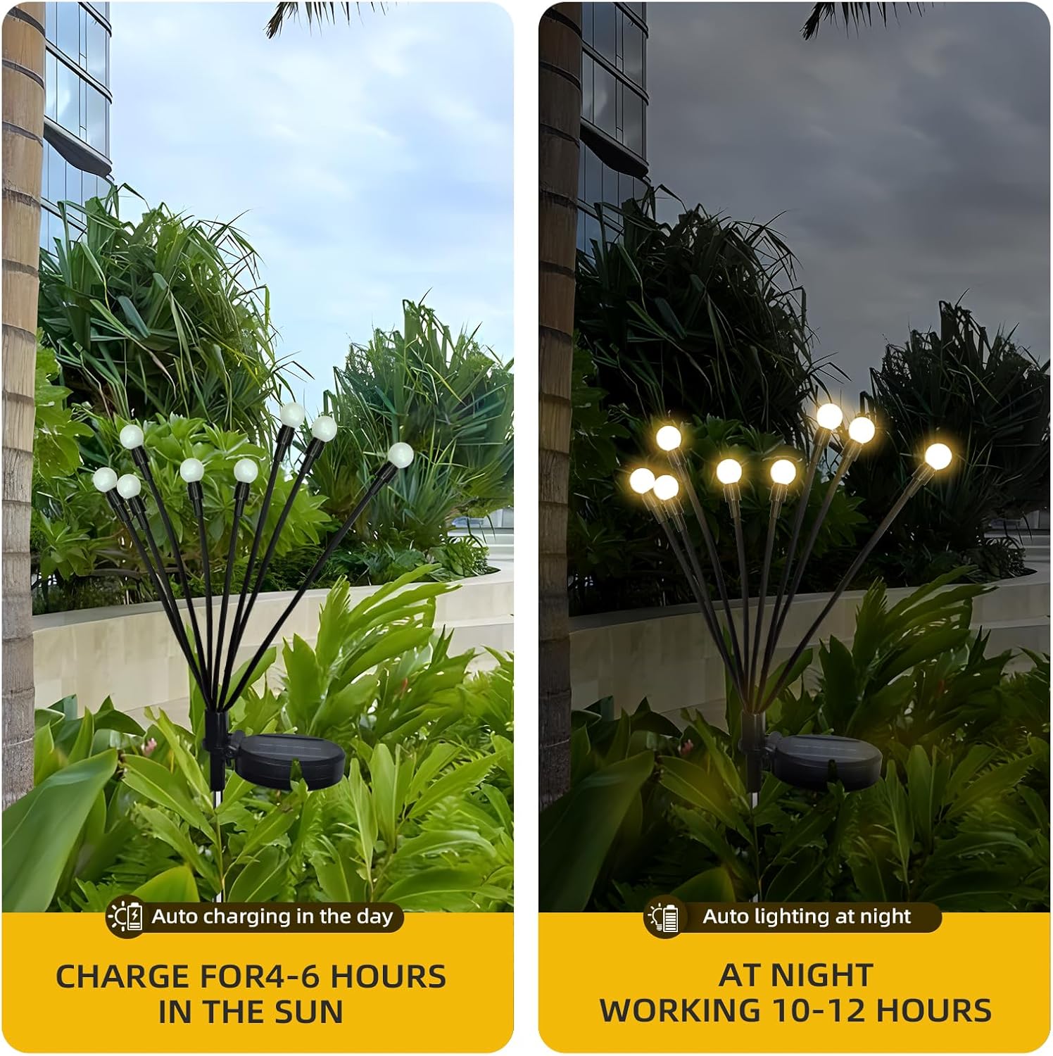 Solar Lights Outdoor Waterproof Swaying Solar Garden Firefly Decorative Yard,Firefly Garden Lights Outdoor for Path Fence 2pack