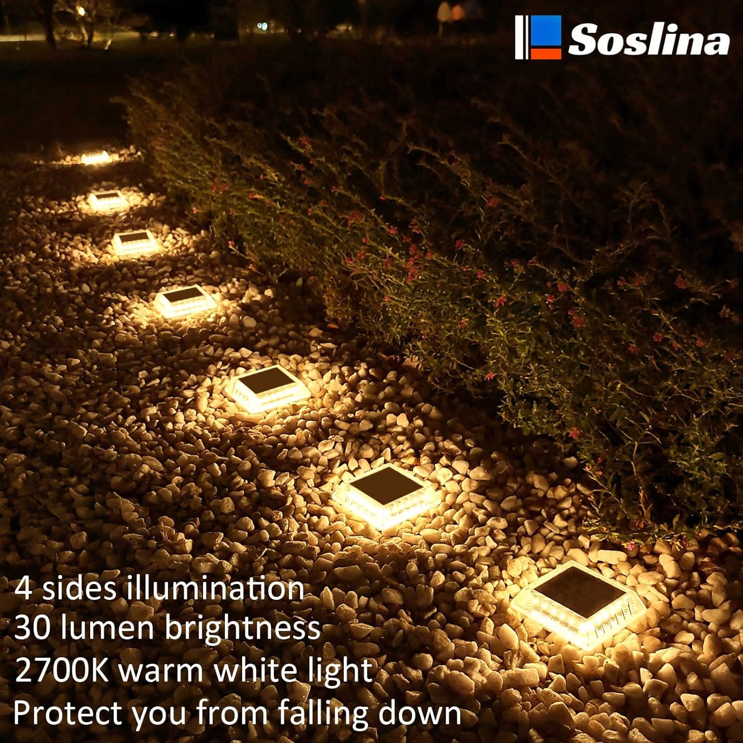  Solar Decking Lights, Solar Ground Lights Outdoor Garden Solar Powered Step Lights Waterproof Solar Lights for Garden Sidewalk Runway Fence Patio Pathway Drive